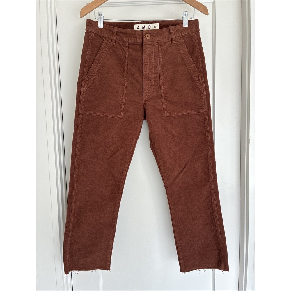 NWOT AMO Easy Army Cord Trouser Pant Size 30 Corduroy Raw Hem Cocoa MSRP $310